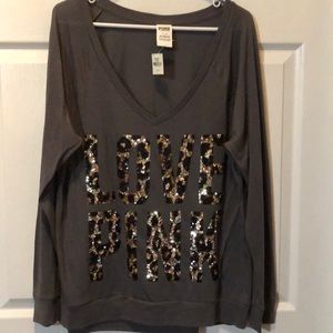 Victoria's Secret Tops - Grey long sleeve LOVE PINK shirt. Large Victoria's Secret Tops - Grey long sleeve LOVE PINK shirt. Large